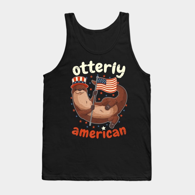 Patriotic Otterly American Flag 4th of July Otter Uncle Sam Tank Top by crowominousnigerian 